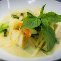 Green Curry · Eggplant, bamboo shoot, bell pepper and basil. YCOM