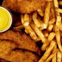 Chicken Finger Platter · Served with crispy French fries and honey mustard sauce.  You'll never have chicken finger l...