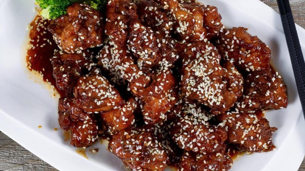 Sesame · Deep fried chicken, beef or shrimp carefully cooked in an exquisite sesame sauce.