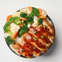 Large Hanabi Hot Chicken · Fresh, grilled chicken, glazed with our Hanabi hot sauce.  Served with your choice of rice a...