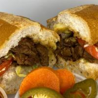Asada Beef Torta · Beef sirloin grilled cut in small cubes. Toasted French bread, served with sour cream, onion...