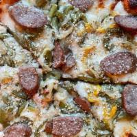Sausage & Peppers · fennel sausage, braised peppers & onions, oregano