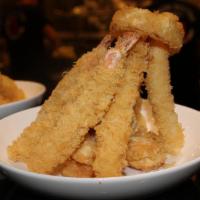 Shrimp Tempura · Eight pieces of shrimp and vegetable. Served with salad and fried rice.