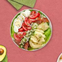 Cobb Me Up · Mixed greens, turkey bacon, boiled eggs, avocado, tomato, red onions, kidney bean, cucumbers...