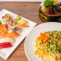 Sushi & Sashimi Platter · 10 pieces of sushi, 20 pieces of sashimi, California roll and tuna maki.