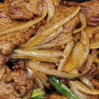 Pepper Steak · Entrée and one side. Any side choice can be changed to chicken, beef, shrimp or house fried ...