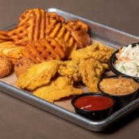Oysters Basket · Served with Waffle Fries, Coleslaw & Hushpuppies