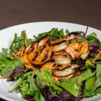 Mixed Greens Dinner Salad With Grilled Gulf Shrimp · 
