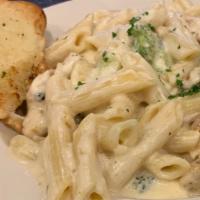 Chicken Broccoli Alfredo · A must try!  Grilled chicken, broccoli, alfredo sauce