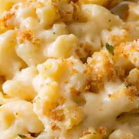 Baked Macaroni & Cheese · Rich and creamy cheese sauce, baked crumb crust, served with a Nathan's grilled hot dog