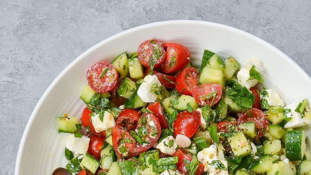 Feta Salad · Feta, Lettuce, Tomato, Onion, Olives, Olive oil