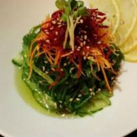 Vegan Seaweed Salad · seaweed, cucumber, carrot, daikon, sesame seeds