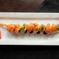 #9 Roll · shrimp tempura, salmon, avocado, sesame seeds, sweet sauce