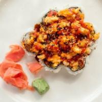 Volcano Roll · baked scallops, snow crab, avocado, cucumber, spicy sweet sauce