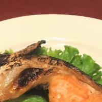 341A. Salmon Kama · Deep fried salmon chin with ponzu sauce.