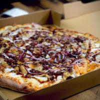 Bbq Chicken Pizza · Chicken breast, bacon, red onions, barbecue sauce