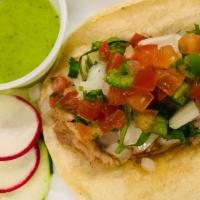 (2) Tacos - Carnitas · (2) TACOS W/ SLOW-COOKED PORK SHOULDER(PUEBLA'S-STYLE) + TOPPINGS OF YOUR CHOICE. 
AVAILABLE...