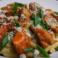 Buffalo Mac 'N Cheese · Penne pasta mixed with a rich cheese sauce and topped with buffalo chicken bites, bleu chees...