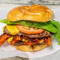 #33 - Bacon Cheeseburger · Lettuce, tomato, onion, mayo.