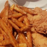 Chicken Tenders · Deep fried strips of chicken breast, with our mild smokey BBQ sauce or honey-mustard for dip...