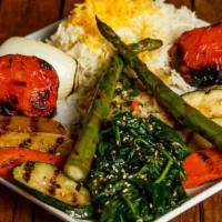 Grilled Vegetable Platter · Grilled tomato, onion, zucchini, yellow squash, carrots, and portabella mushroom, with sauté...