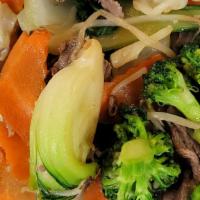 Mixed Vegetable Stir-Fry · For the vegetable lover, our stir-fried broccoli, Bok choy, carrots, cabbage, and bean sprou...