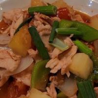 Thai Sweet & Sour · Pineapple, carrots, tomatoes, bell peppers, and onions stir-fried in Thai Zappz sweet and so...
