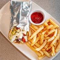 Lamb & Beef Gyro · A combination of beef and lamb. Rolled in pita bread with served with lettuce, tomatoes, oni...
