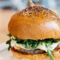 Egg Sandwich · Egg whites, chicken sausage, cheese, spicy mayo, arugula, poppy seed roll.