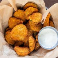 Fried Pickles · buttermilk hand-battered pickles served with ranch.