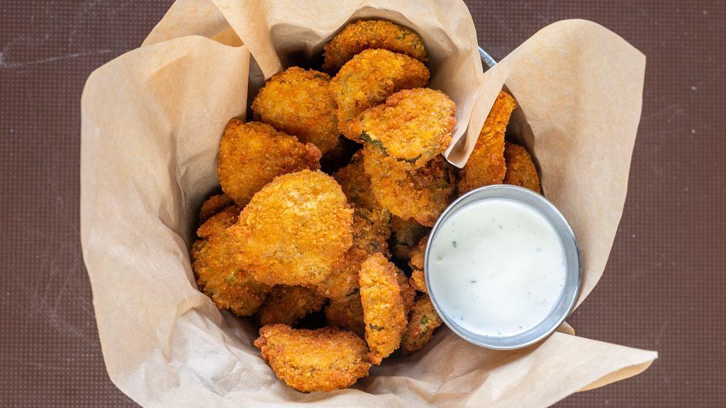Fried Pickles · buttermilk hand-battered pickles served with ranch.