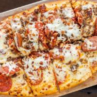 Magnum · sausage, bacon, pepperoni, ground beef.

Consuming undercooked meats, poultry, seafood, shel...