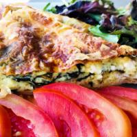 Banitsa With Spinach, Eggs And Feta Cheese · Organic baby spinach, cage-free eggs and bulgarian feta cheese wrapped in crispy thin phyllo...