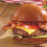 Bacon Cheese Burger,  , Melted American Cheese, Bacon, Lettuce, Tomato, Onions, Pickles ,Mayo · Beef patty with melted American cheese, Halal  bacon, lettuce, tomato, onions, pickles and m...