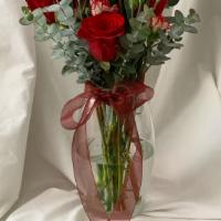 The Single Vase Arrangement · Pictured is the Single wrapped in a vase. This arrangement is the perfect size for a bedside...