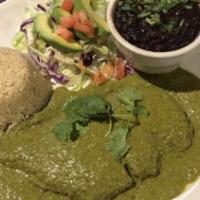 Chicken Mole Poblano · Grilled chicken breast covered with our freshly made mole poblano sauce