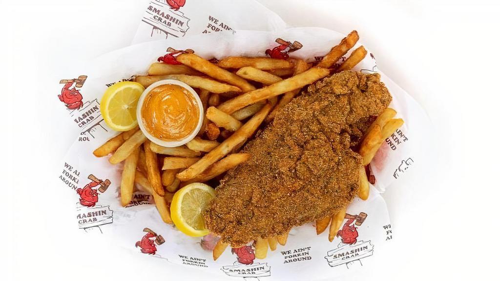 Catfish Basket · Cornmeal battered and golden fried Catfish; served with Cajun Fries and remoulade