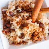 Vegan Rice Pudding · All plant base  rice pudding (almond milk, rice, cinnamon and vanilla) topped with cinnamon ...