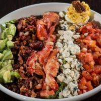 Lobstah Cobb Salad · Romaine Hearts, Bacon, Tomatoes, Avocado, Blue Cheese, Champagne Vinaigrette, Deviled Egg