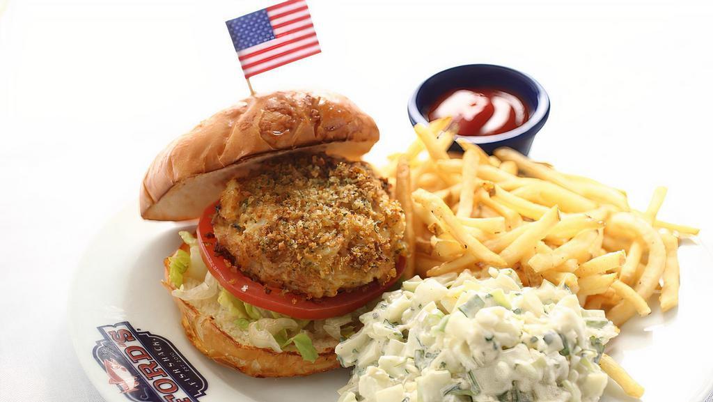 Crab Cake Sandwich · Lettuce, tomato, and remoulade sauce.