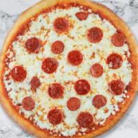 Pepperoni Pleaser Pizza · Pepperoni and mozzarella cheese baked on a hand-tossed dough