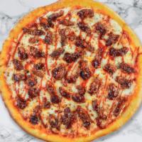 Chicken Grill Bbq Pizza · Barbecue sauce, juicy chicken, mozzarella, marinara, chopped garlic, fresh basil, and extra ...