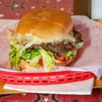 South Of The Border Burger · Monterey Jack cheese, lettuce, pico de gallo, avocado, three cilantro dressing.
