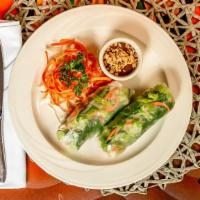 Garden Roll · Vermicelli noodle, Thai basil leaves and vegetables wrapped with fresh rice wrapper. Served ...