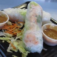 Vegetable Spring Roll, 2Pcs Gluten Free · Soft, rice paper wrapped lettuce, carrots, cilantro, tofu, vermicelli rice noodle with peanu...