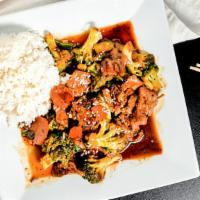 Mongolian · Broccoli, carrots, green onions, sesame seeds and black pepper sauce.