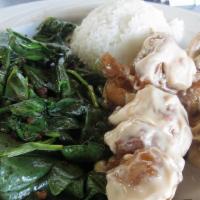 Spicy Crispy Chicken · Grilled or fried Chicken with Spicy Mayo sauce. Serve with spinach, greenbean, & bacon bits