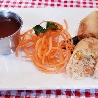 Spring Roll · Crispy rolls stuffed with bean thread and mixed vegetables served with house sweet and sour ...