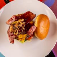 Triple B Burger · 6oz. Sweet T's BBQ turkey burgers (2) with maple turkey bacon and caramelized onions with a ...
