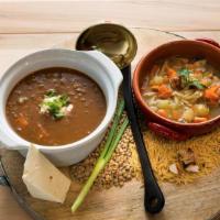 Lentil Soup · Vegetarian. Vegan without Feta. Lightly seasoned lentils slowly simmered in our savory veget...